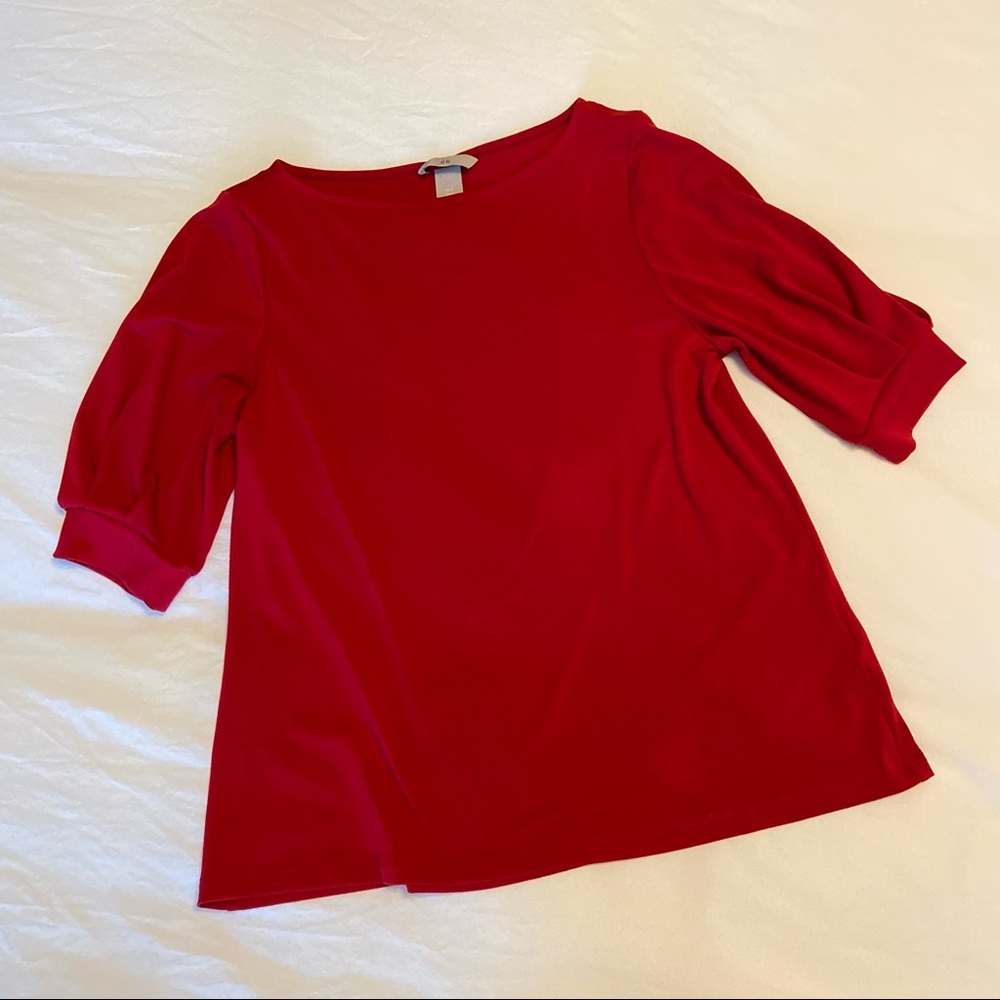 H&M Red Flowy Sleeve Blouse Size Small